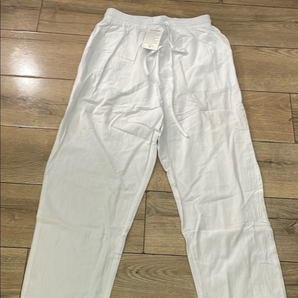 White Cotton Joggers with Elastic Waistband